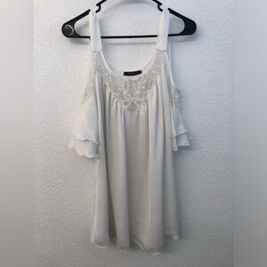 White floral dress top. Silk, size M